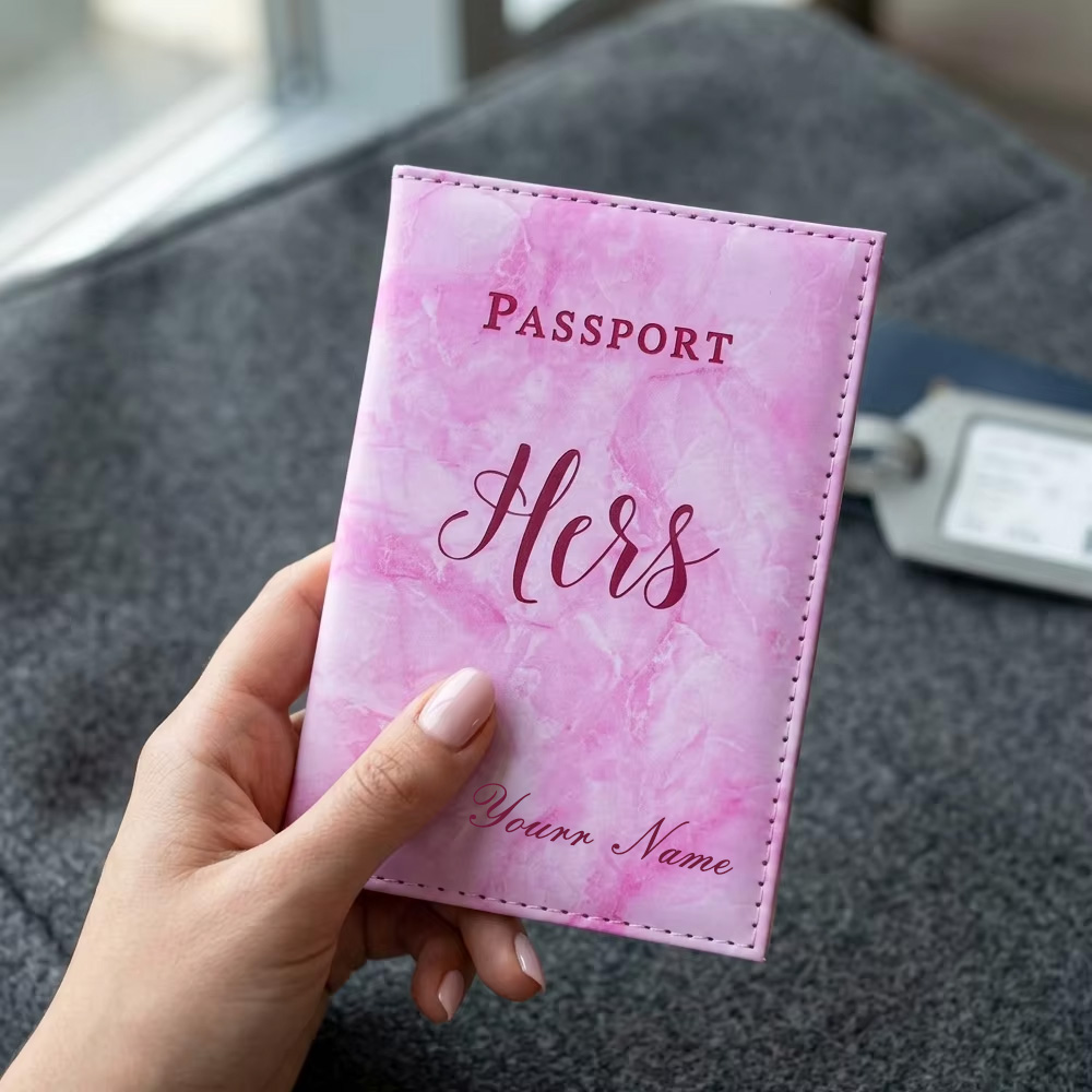 Travel Accessories Gifts For Her - Spersonalizowane marmurkowe etui na paszport dla