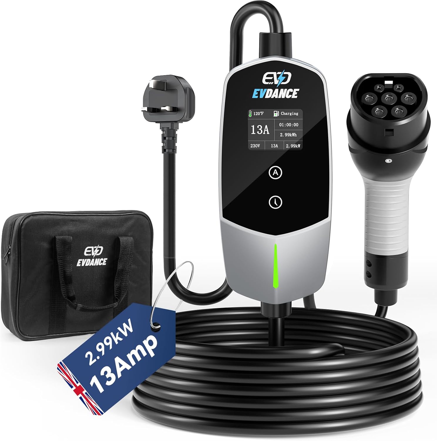 Travel Accessories Uk - EVDANCE Przenośna ładowarka EV Typ 2